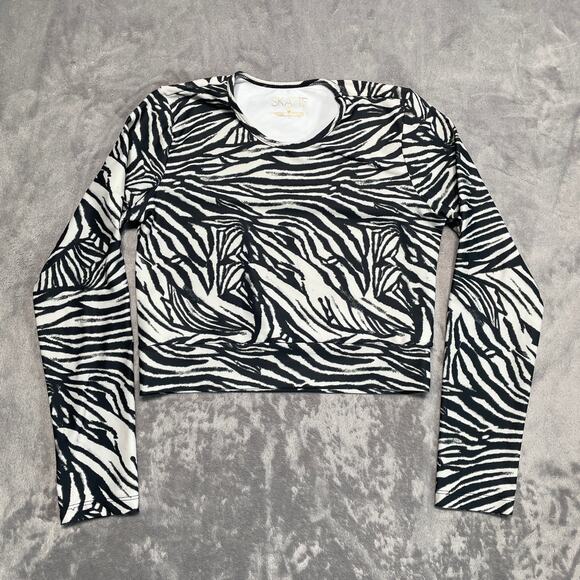 Skatie Rashguard Womens Large Zebra Print Long Sleeve Activewear Beach Surf - Picture 1 of 9